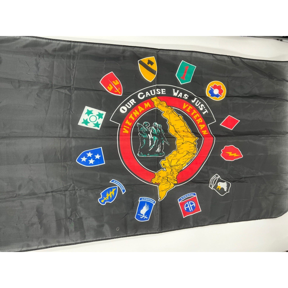 Vintage VIETNAM VETERAN Banner "Our Cause Was Just" Airborne 60" X 34"